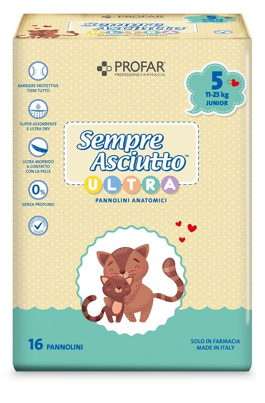 PANNOLINI PROFAR SEMPRE ASCIUTTO ULTRA JUNIOR 11/25 KG 16 PEZZI - Apotecalab srl