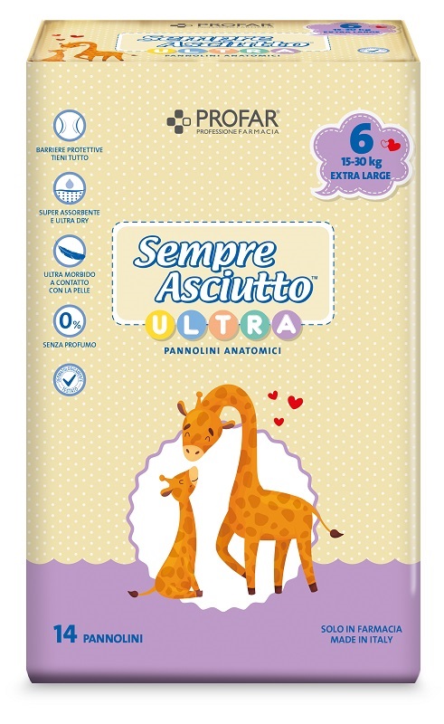 PANNOLINI PROFAR SEMPRE ASCIUTTO ULTRA EXTRA 15/30 KG 14 PEZZI - Apotecalab srl