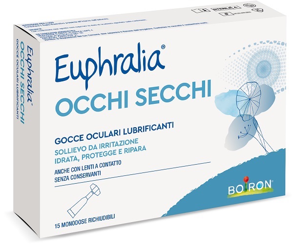 GOCCE OCULARI LUBRIFICANTI EUPHRALIA OCCHI SECCHI 15 MONODOSE RICHIUDIBILI X 0,5 ML - Apotecalab srl
