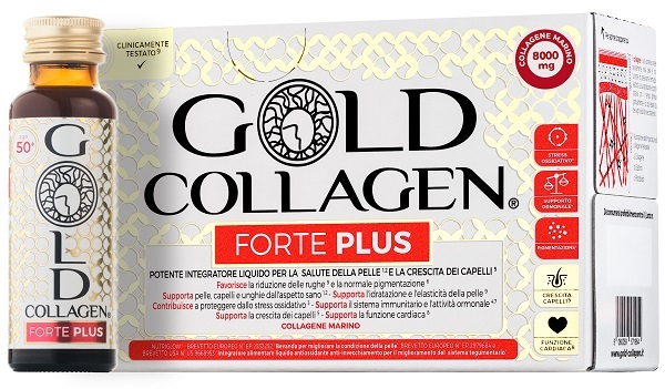 GOLD COLLAGEN FORTE PLUS 10 FLACONCINI DA 50 ML 8G COLLAGENE - Apotecalab srl