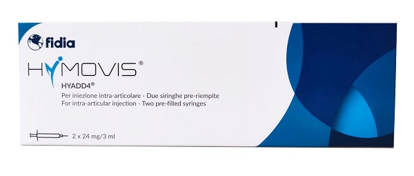 SIRINGA INTRA-ARTICOLARE PRERIEMPITA HYMOVIS HYADD4 ESADECILLAMIDE ACIDO IALURONICO 24MG/3ML 2 PEZZI DA 3 ML NON STERILIZZATO A ETO - Apotecalab srl